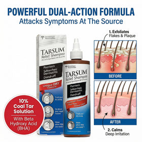 Tarsum ingredient label showing coal tar concentration for targeted relief