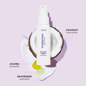 tarte product next to common items for scale, conveys true size and travel-friendly portability