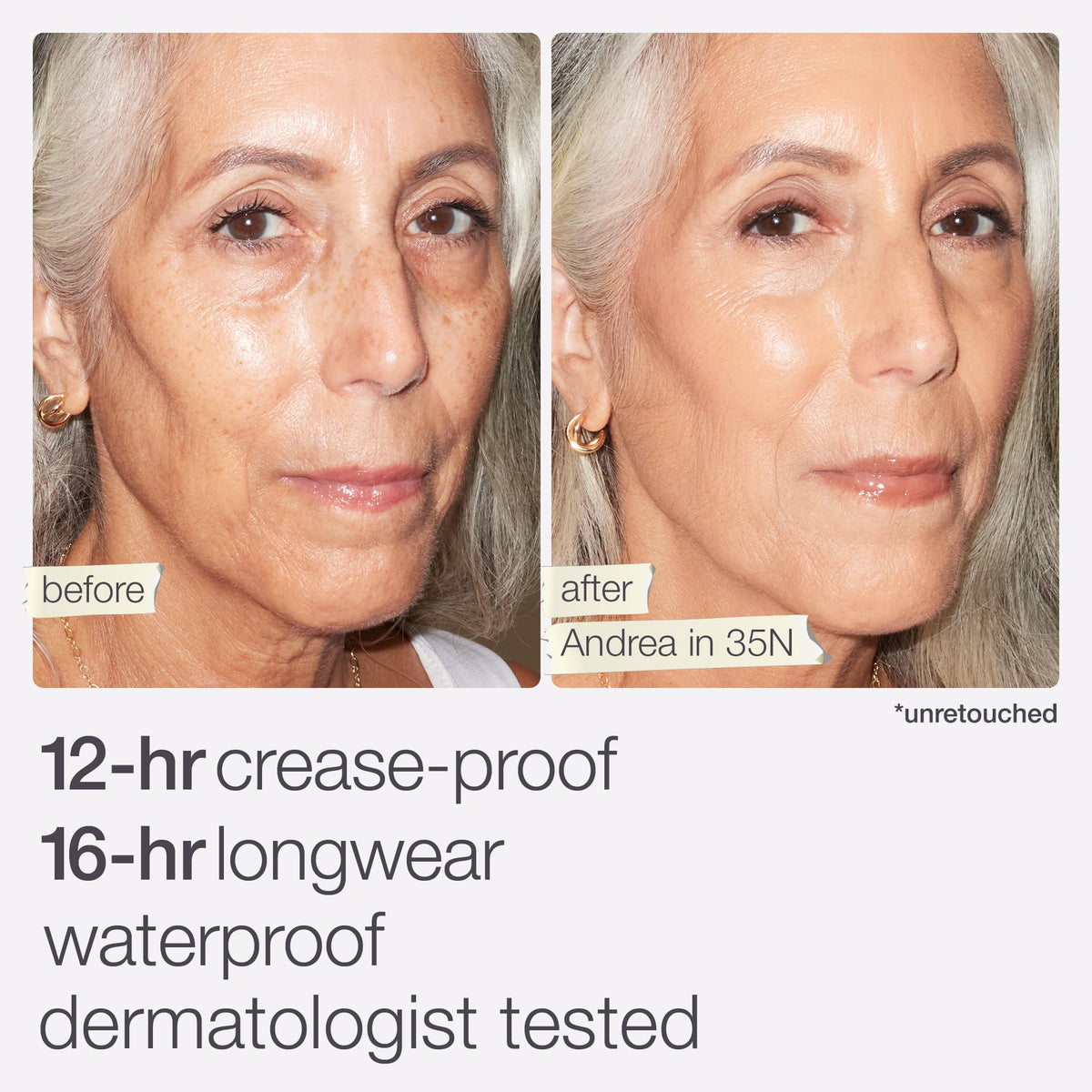 tarte before and after under-eye comparison showing brightening effect