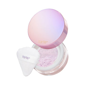 tarte creaseless powder jar front view showing compact packaging and benefit