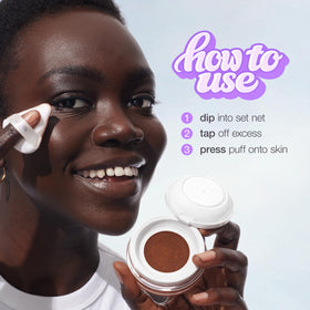 tarte creaseless powder used under eye to reduce creasing and brighten