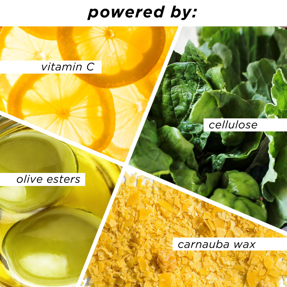 tarte ingredient display with vitamin C and castor oil for conditioning