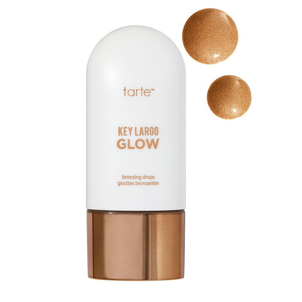 tarte bottle front view showing compact bronzing serum and branded label benefit glow