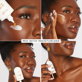 tarte bronzing drops mixed into moisturizer demonstrating customizable hydration benefit