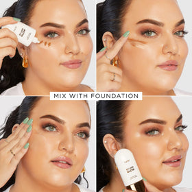 tarte drop of bronzing serum on skin showing texture and blendability benefit