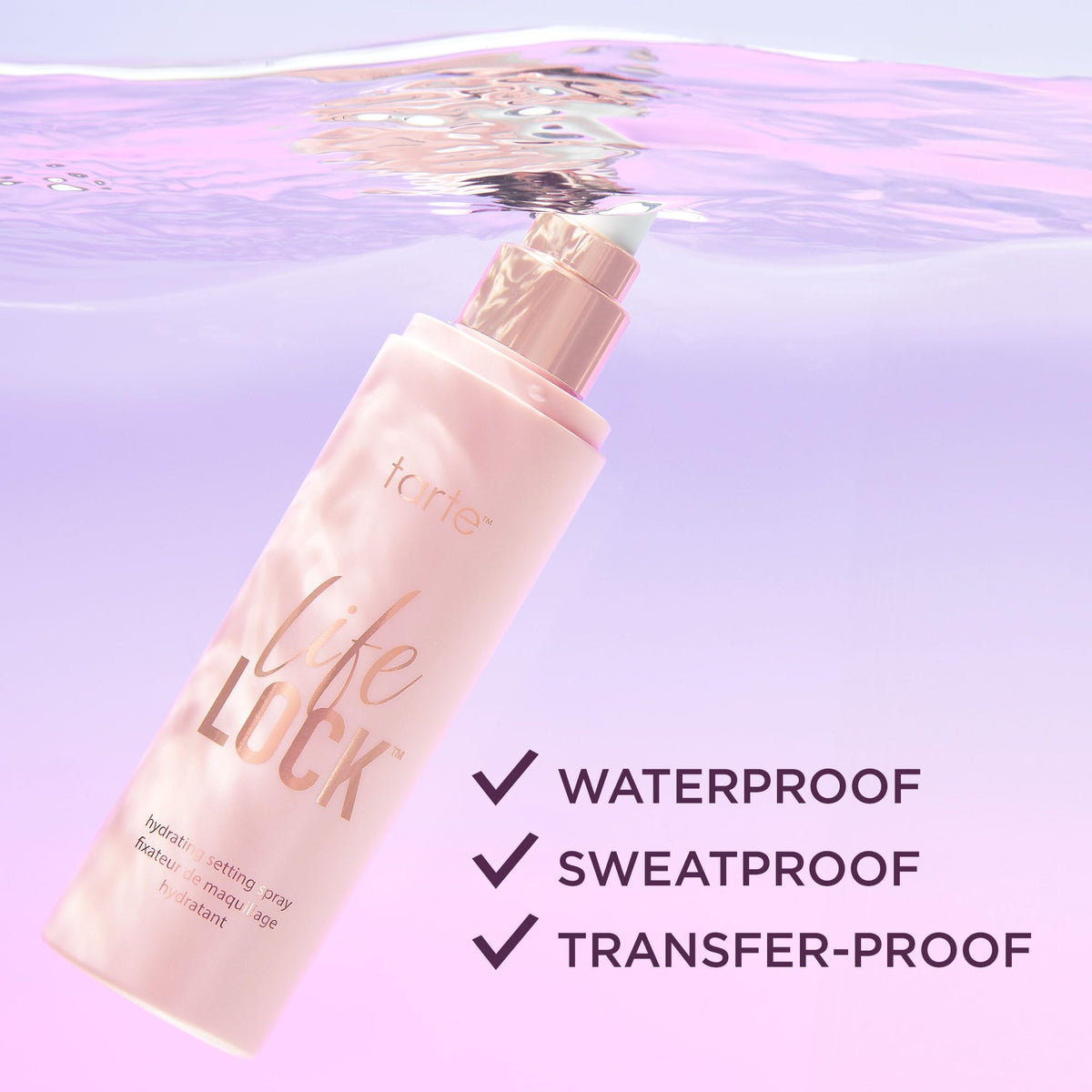 tarte Life Lock ingredients flatlay with superfruits and hyaluronic elements for hydration