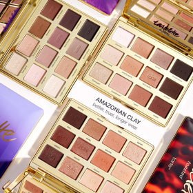 tarte lifestyle travel flatlay with palette in bag for on-the-go versatility