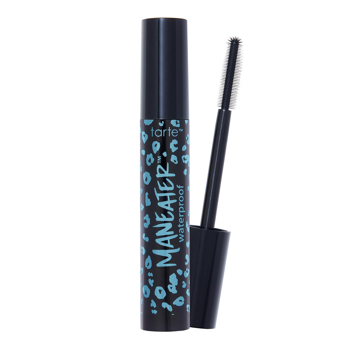 tarte maneater waterproof front packaging showing sleek tube and black shade benefit longwear