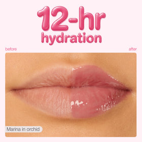 tarte lip balm gloss swatches on arm illustrating buildable color and glossy effect