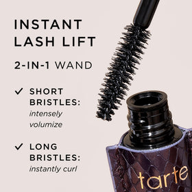 tarte mascara before and after lashes showing fuller, longer look benefit