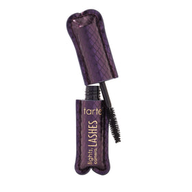tarte mascara front packaging showing travel-size and bold branding benefit: portable glam