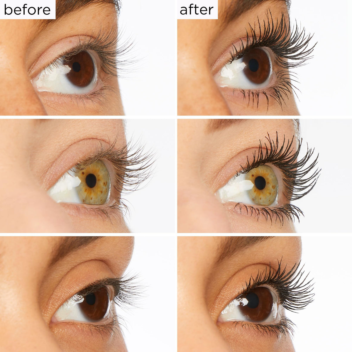tarte before and after lashes demonstrating visible volume, length and curl transformation
