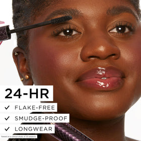 tarte mascara ultra-dark pigment swatch on skin showing intense definition benefit