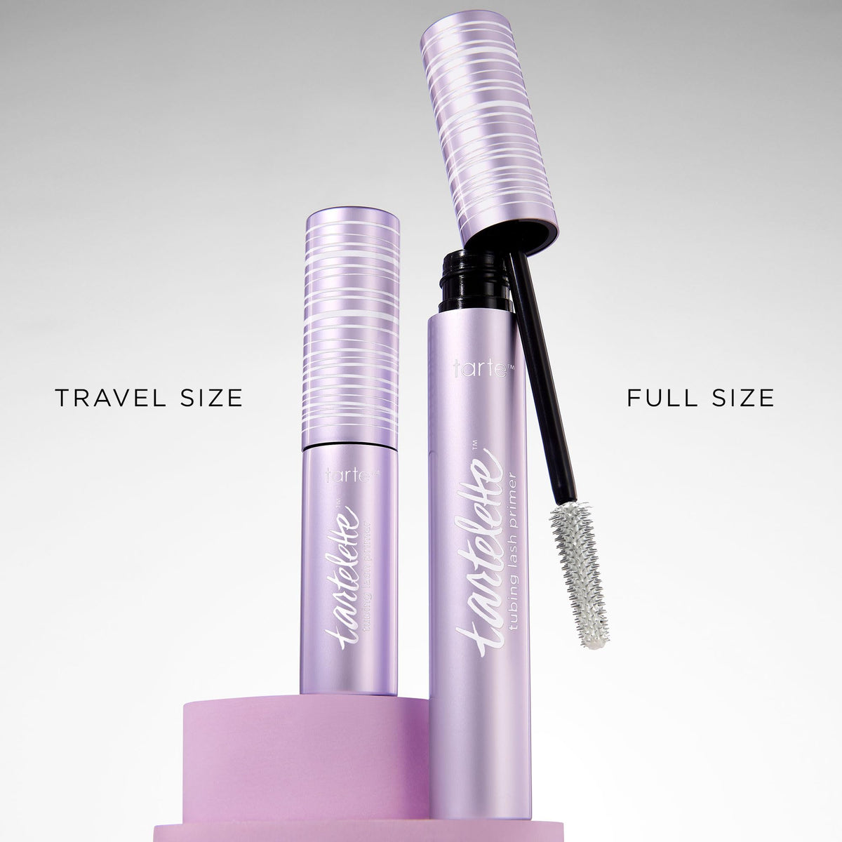 tarte tiny removable tube on a lash fiber, illustrates gentler removal benefit