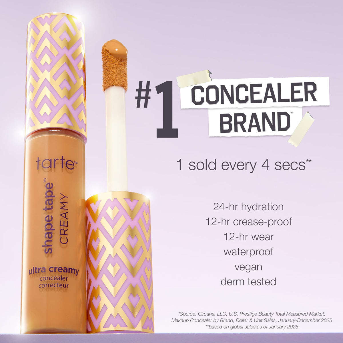 tarte concealer size comparison next to coin shows compact travel-friendly benefit