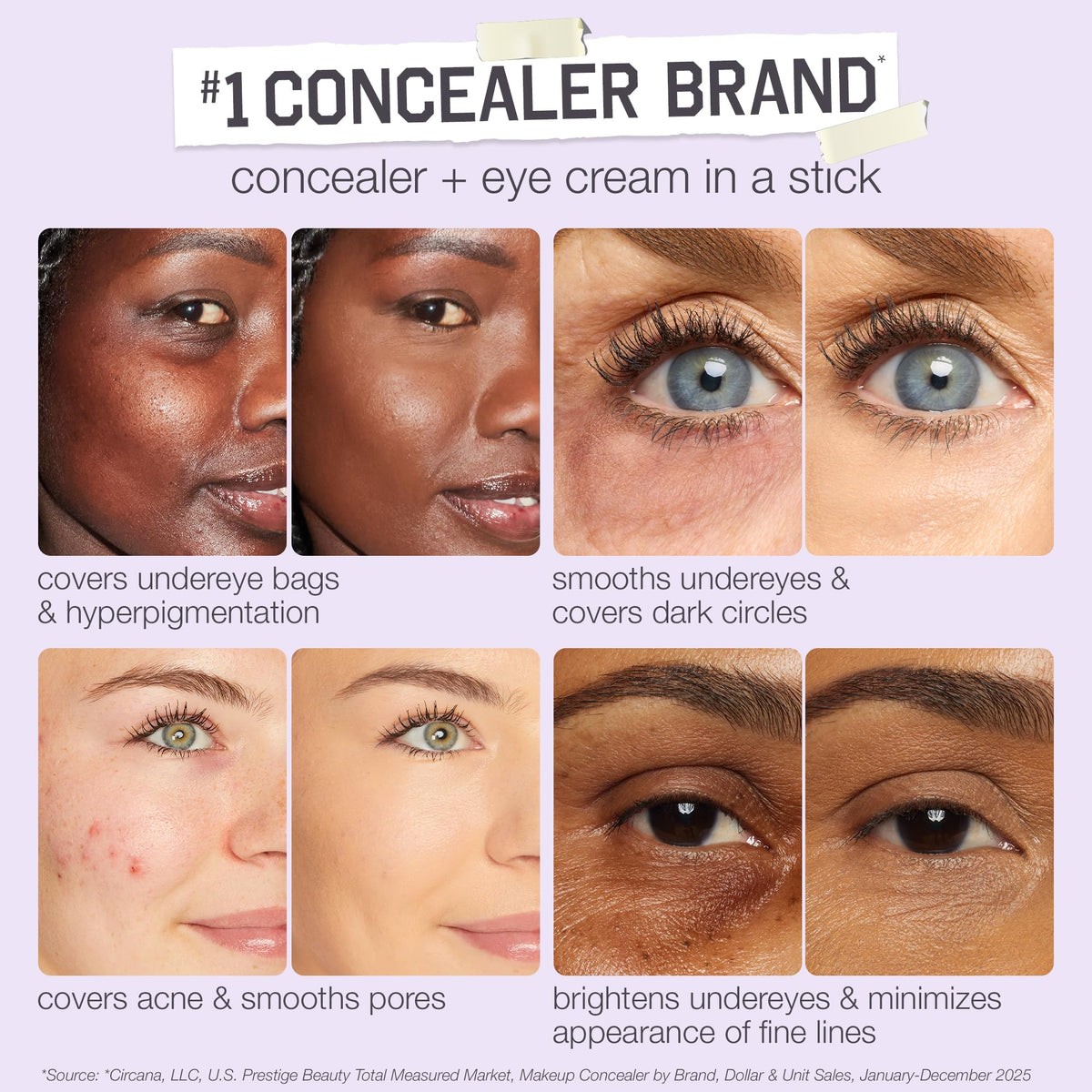 tarte applied under eye demonstrating crease-resistant coverage and brightening