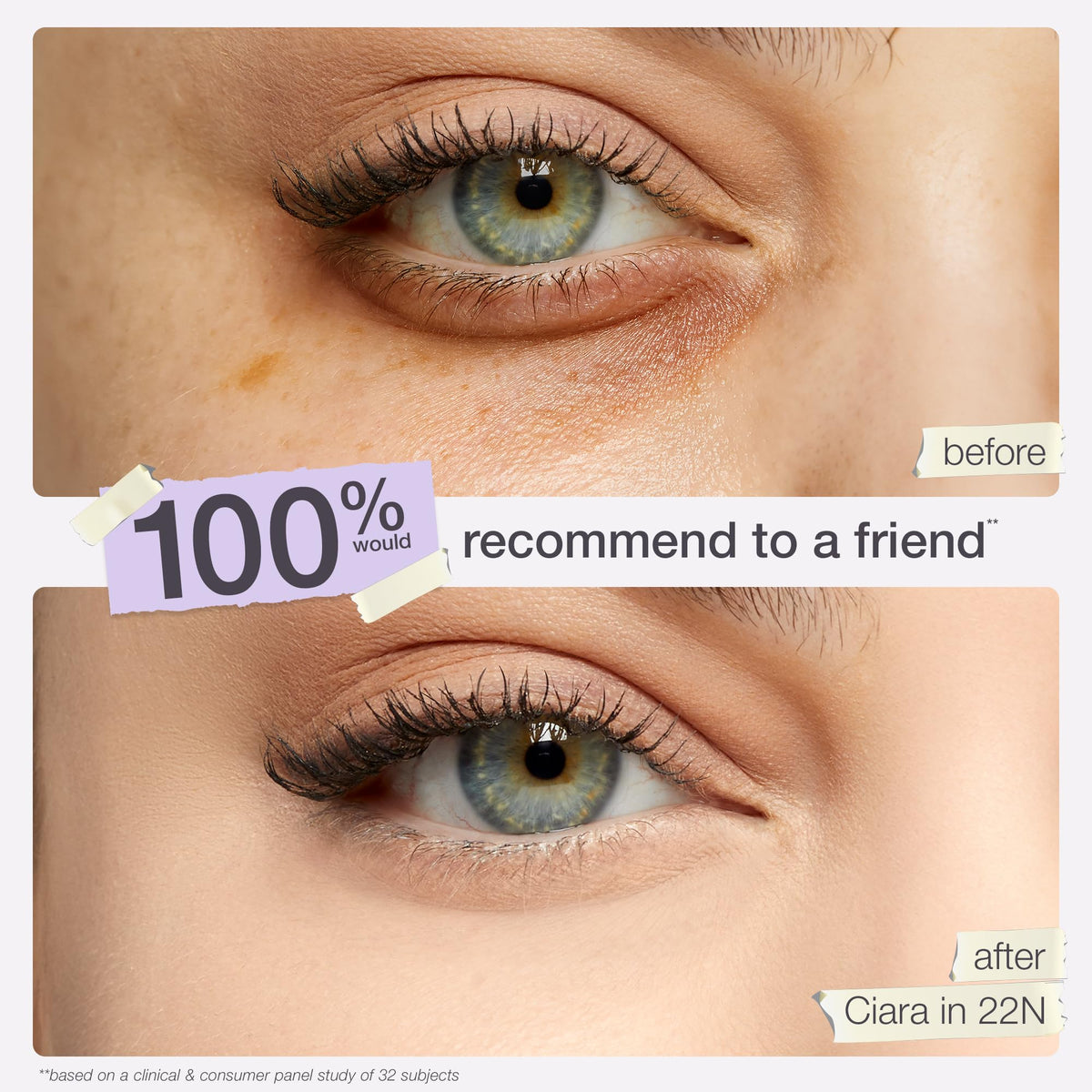 tarte Shape Tape texture swipe of formula highlighting moisturizing, non-cakey finish