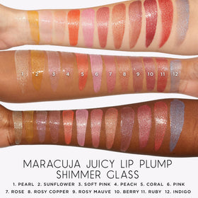 tarte lip swatch on hand illustrating buildable rosy mauve color payoff