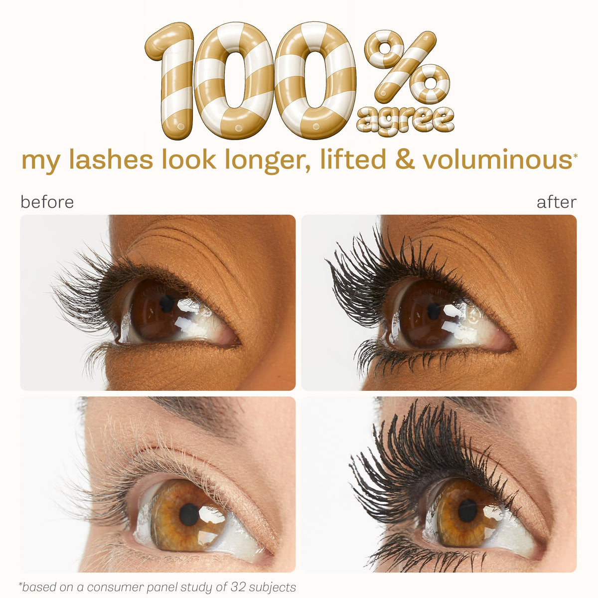 tarte before-and-after lashes showing lengthening effect and intensified pigment