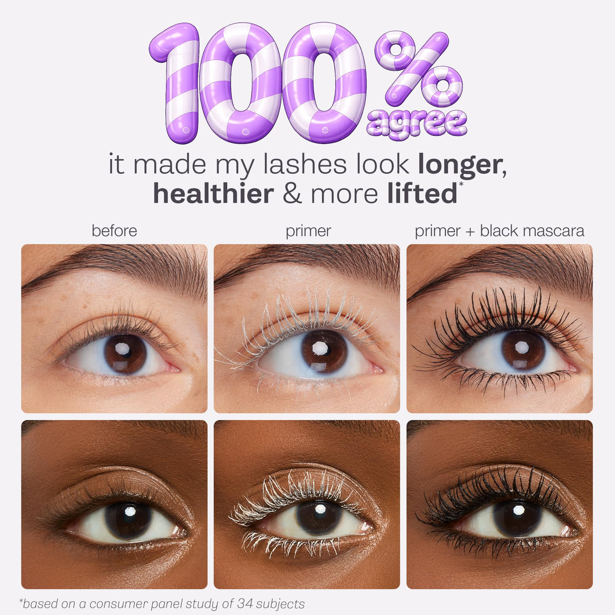 tarte primer held in hand to display size and portability for everyday use
