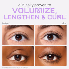 tarte mascara held in hand to show size and portability, ideal for on-the-go touchups