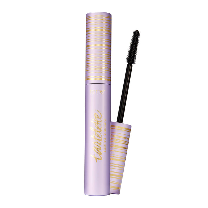 tarte front packaging showing full-size black tube and branding benefit longwear