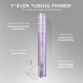 tarte primer styled on vanity with other tools for lifestyle appeal and routine integration