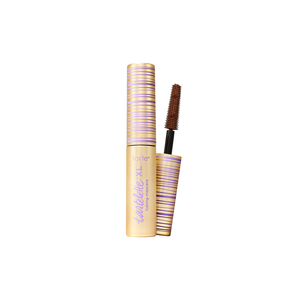 tarte front packaging in brown showing travel-size benefit