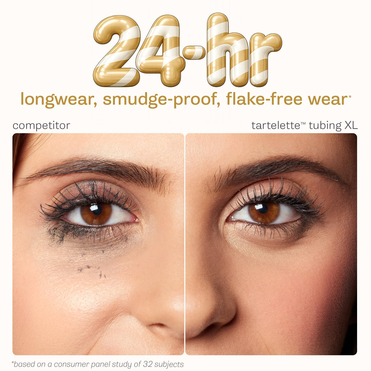 tarte before-and-after lashes illustrating dramatic length and flake-free wear