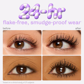 tarte before and after lashes showing length and curl