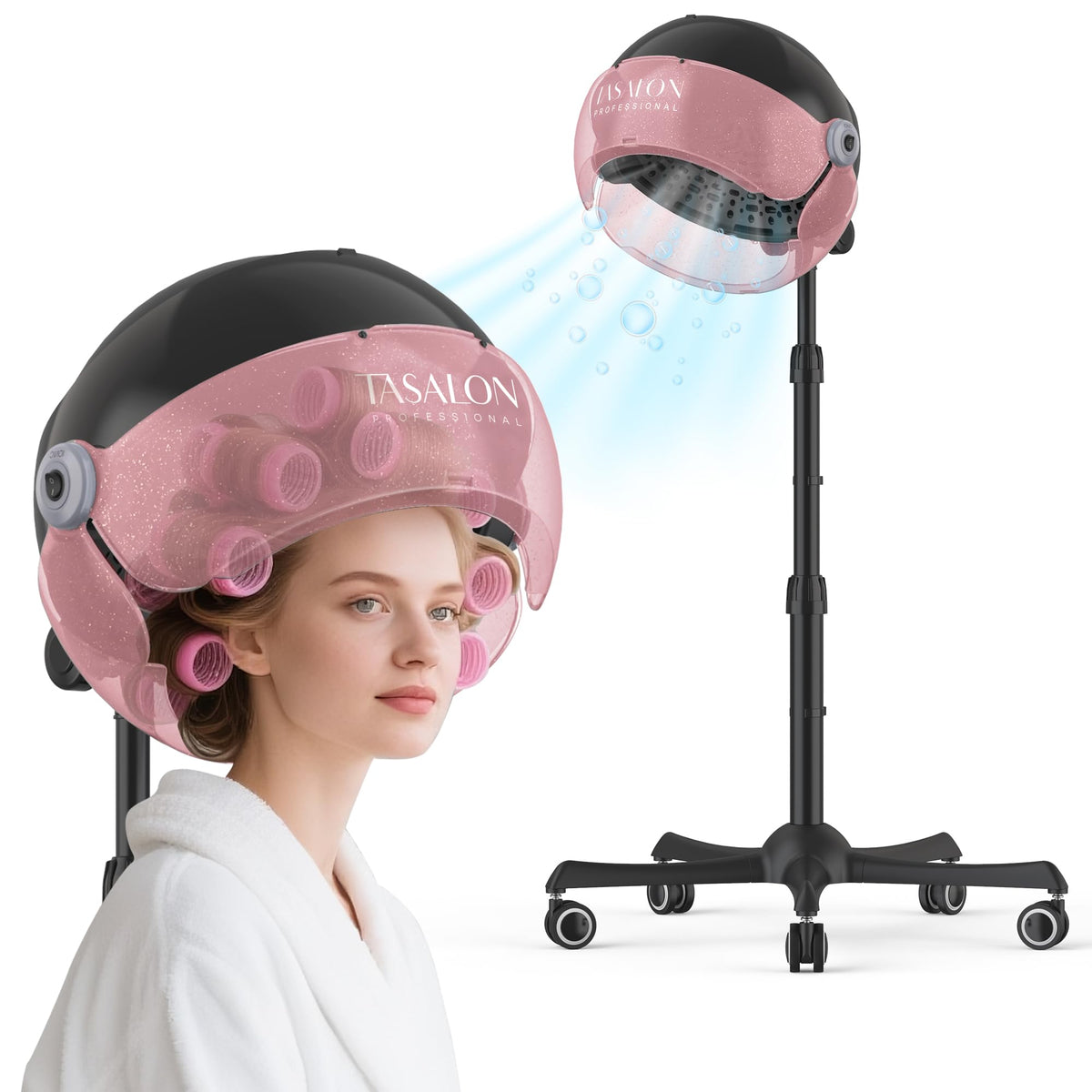 TASALON in-salon lifestyle use with client under bonnet for professional results