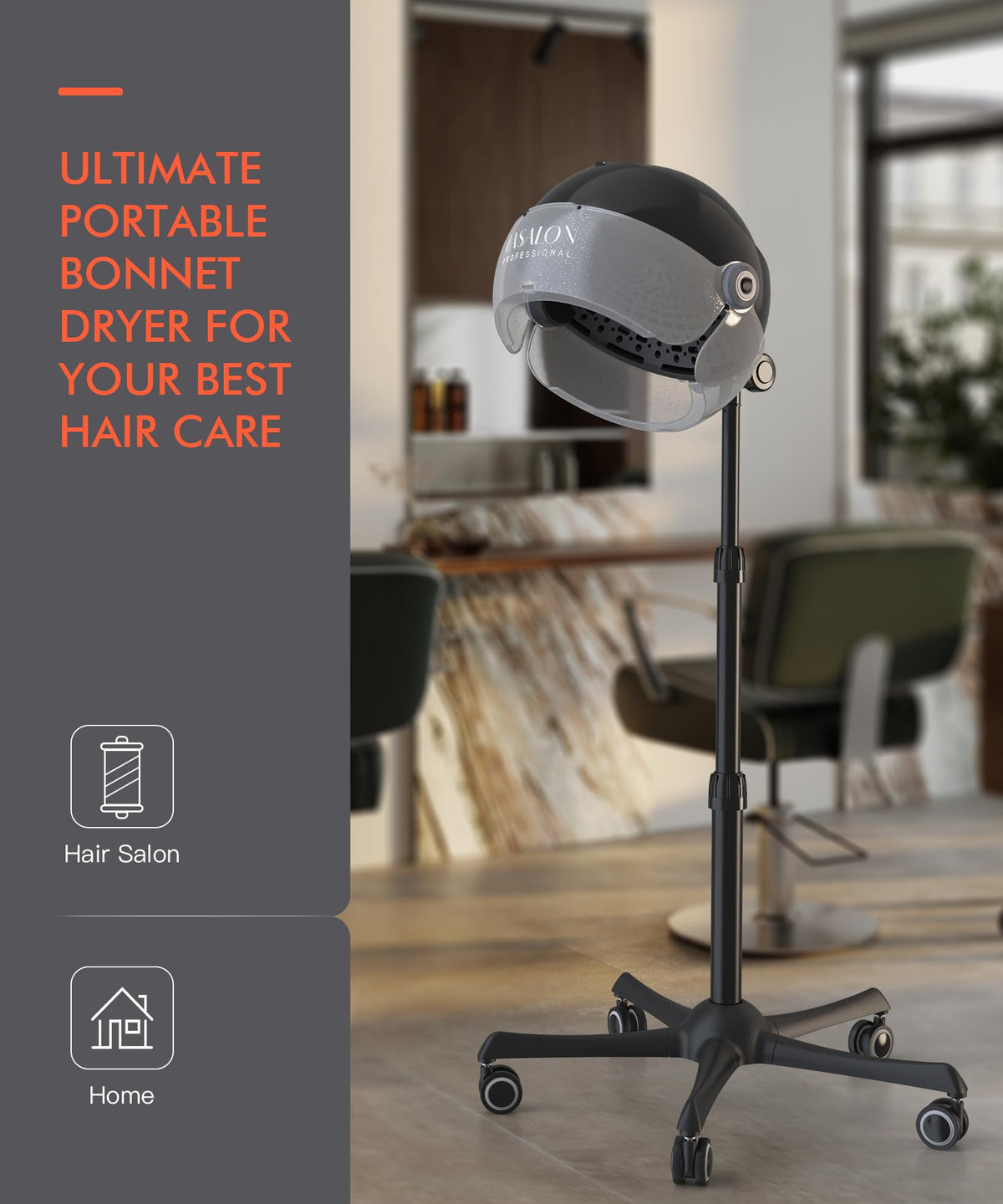 TASALON bonnet dryer in salon setting illustrating professional at-home results