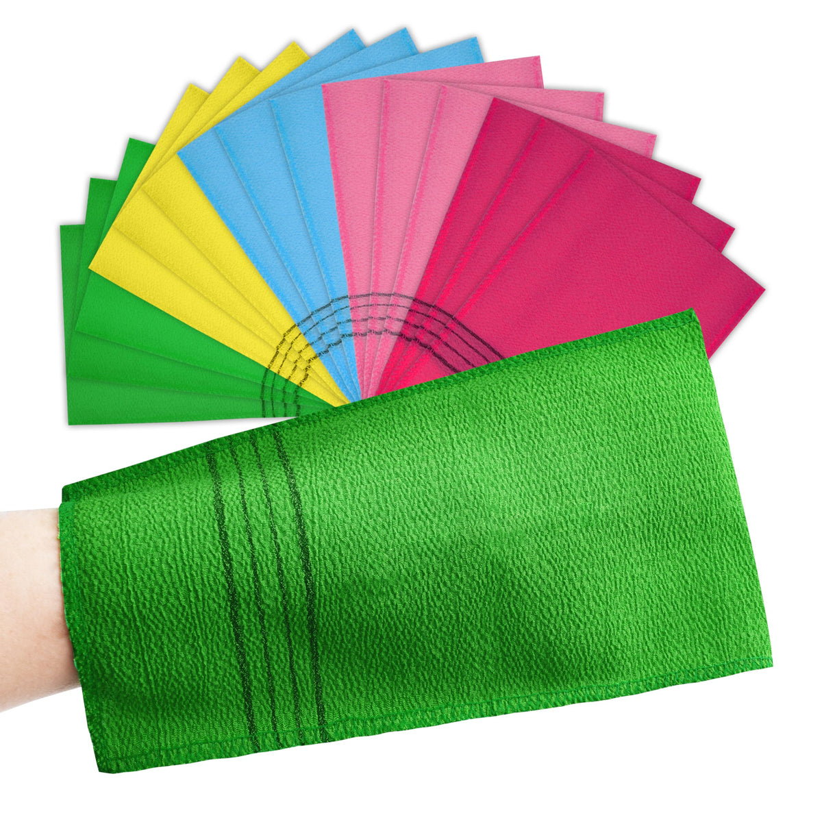 TaShow front packaging showing 15-piece colorful mitts and set benefits