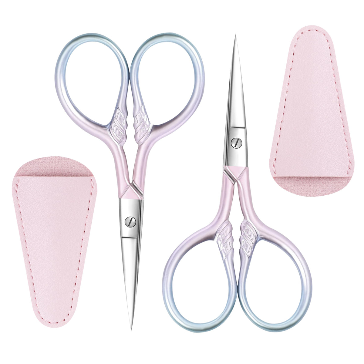 TaShow front view pink scissors set showing compact grooming kit benefit
