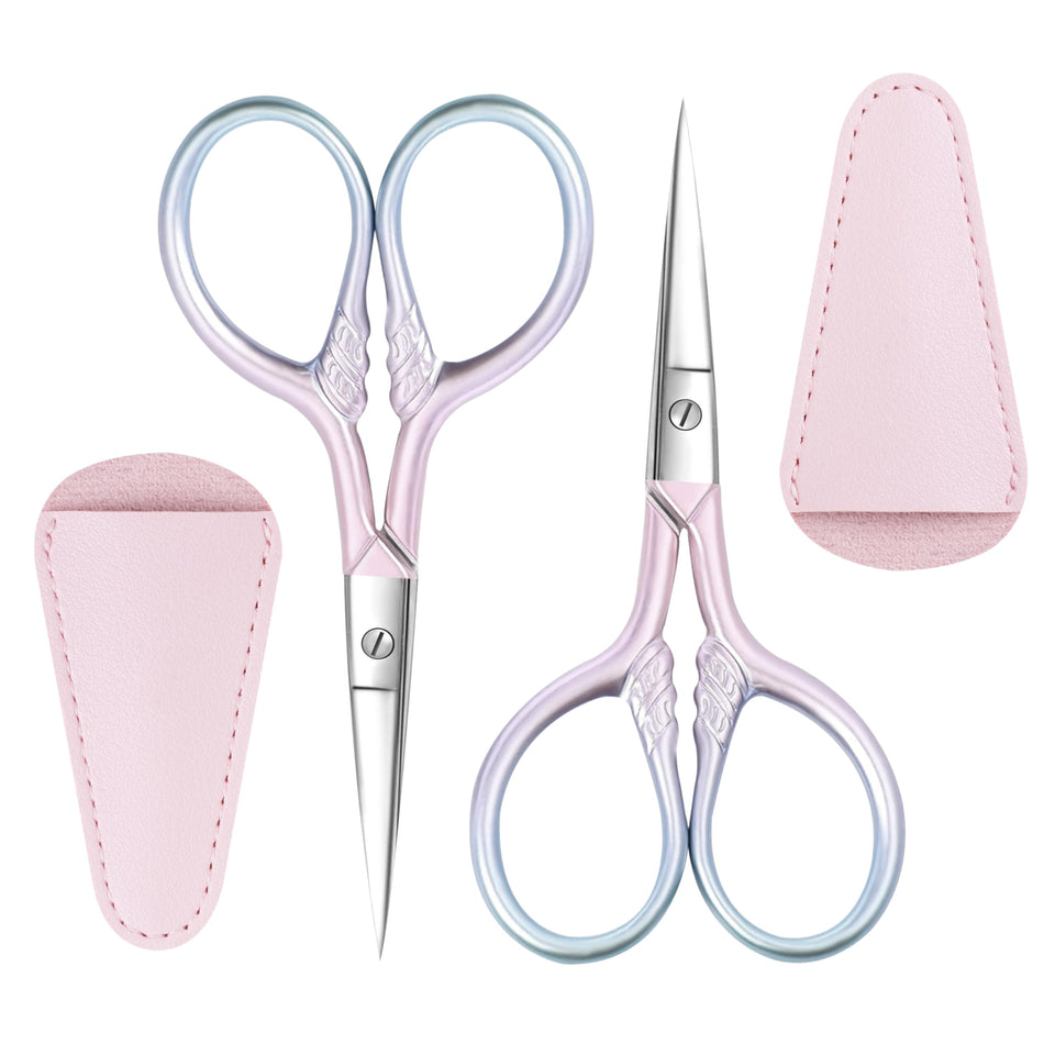 TaShow front view pink scissors set showing compact grooming kit benefit