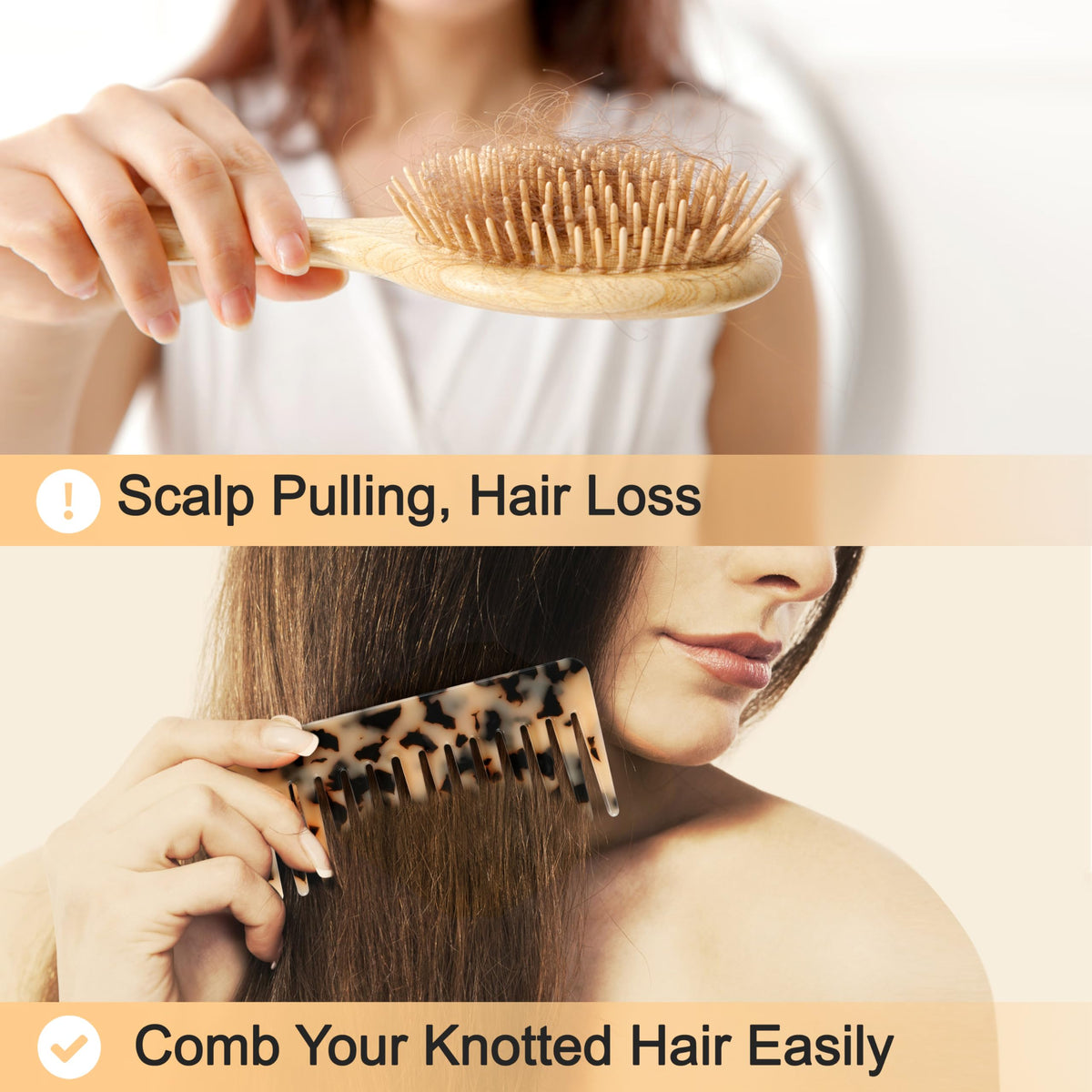 TaShow comb beside a smartphone for scale, showing compact travel convenience