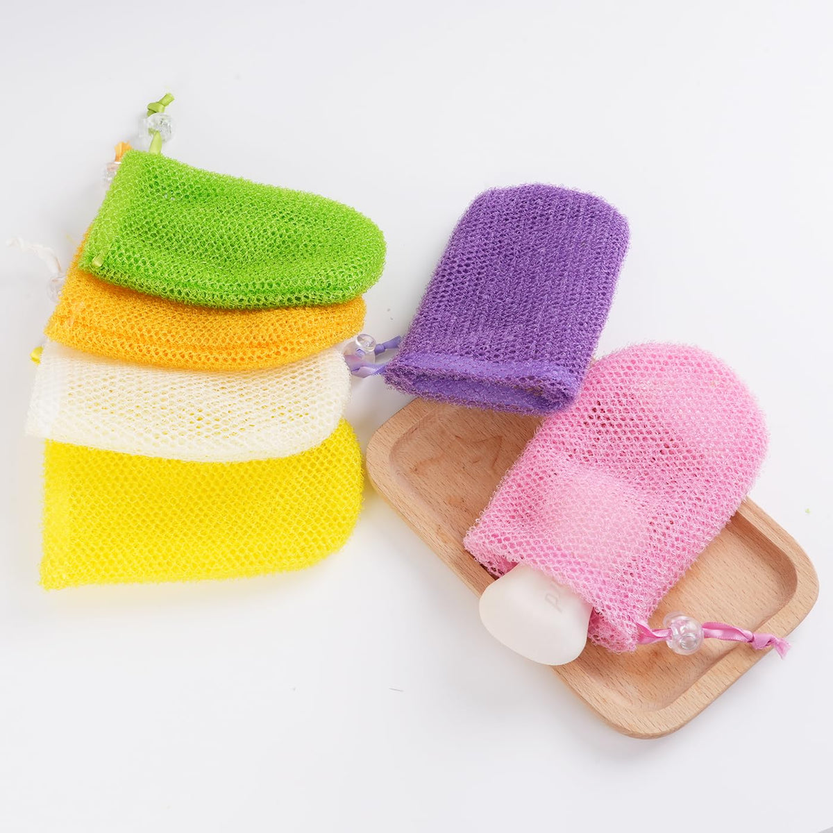 TaShow soap pouch being rubbed to create lather for gentle exfoliation