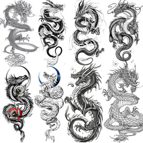 TASROI front packaging showing eight dragon tattoo sheets and benefits