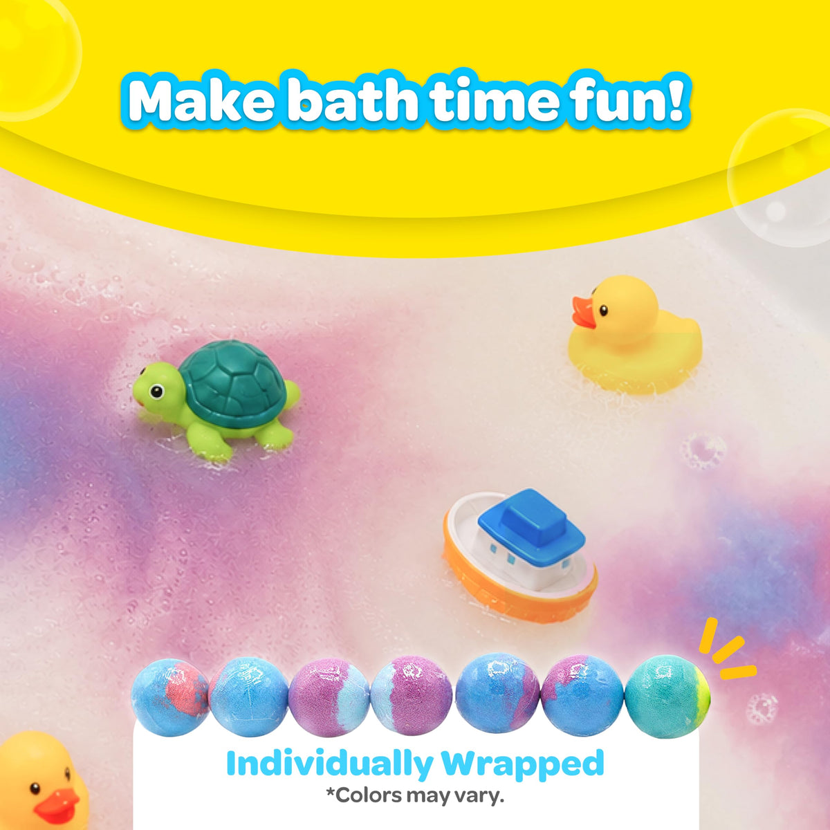 Taste Beauty Crayola fizzing in bathtub creating colorful swirls and playful bathtime fun