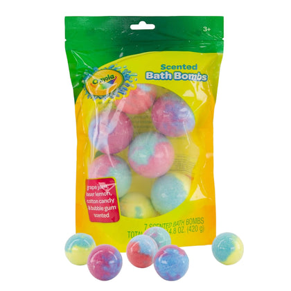 Taste Beauty Crayola front packaging showing seven colorful bath bombs and branding