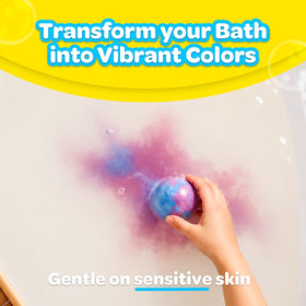 Taste Beauty Crayola bath bomb next to a coin for size scale and easy portioning