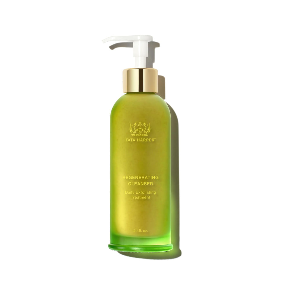 Tata Harper front packaging showing cleanser and brand benefit