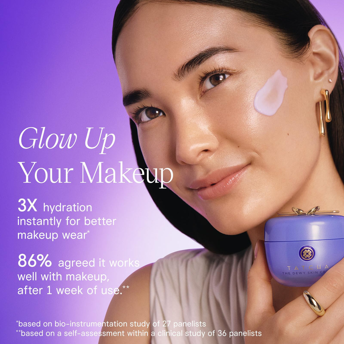 TATCHA 50 ml jar beside a ruler demonstrating accurate size for travel