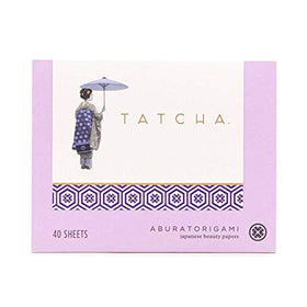 TATCHA front packaging showing compact 40‑sheet pack for portable shine control