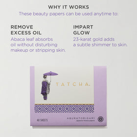 TATCHA macro of 23K gold flecks on sheet adding subtle radiant finish