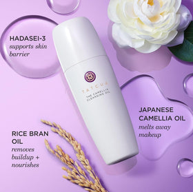 TATCHA on bathroom vanity lifestyle scene, suggests daily skincare ritual