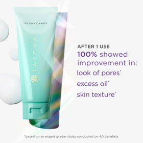 TATCHA creamy foam in hand demonstrating effective lather and comfortable cleansing benefit