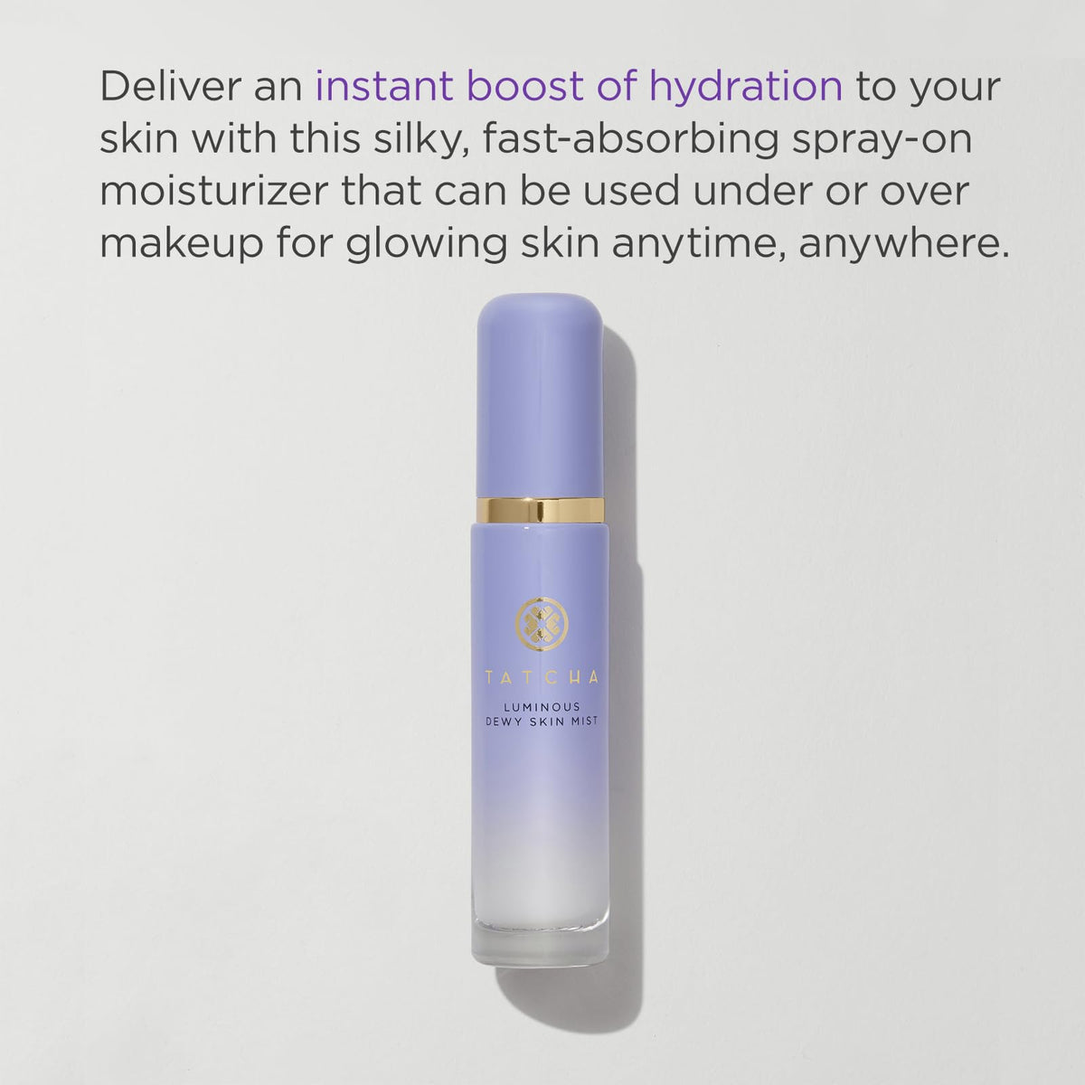 TATCHA dewy mist texture on skin showing luminous finish and nonsticky feel
