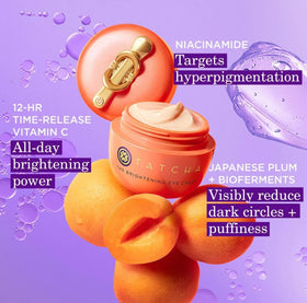 TATCHA 15 ml jar beside fingers for scale and travel-friendly benefit