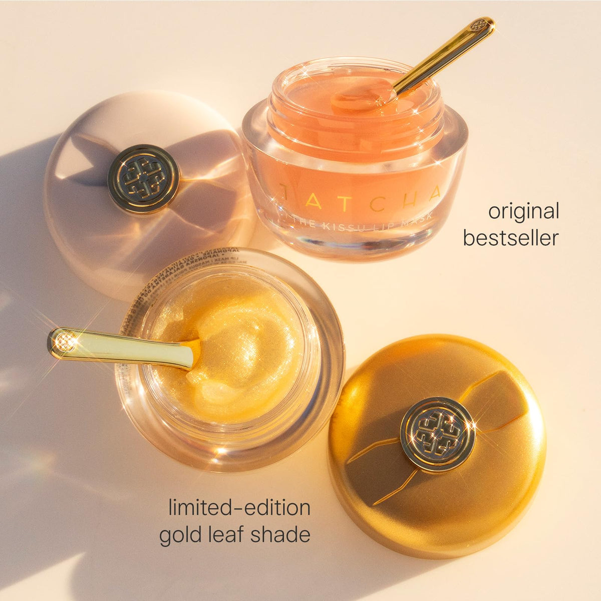 TATCHA The Kissu Gold Leaf boxed packaging flatlay showing limited-edition presentation